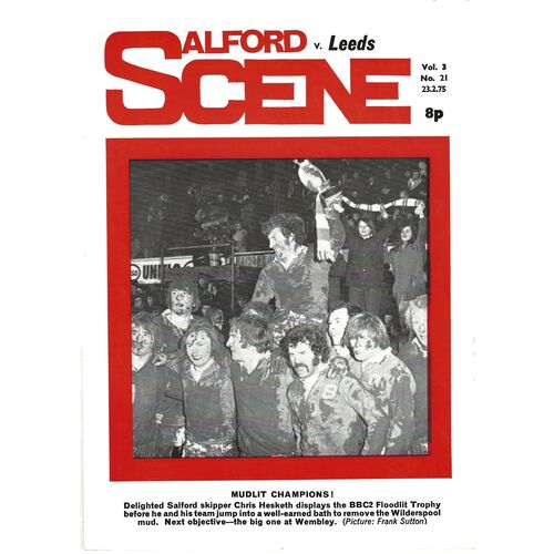 1974/75 Salford v Leeds (23/02/1975) Rugby League Challenge Cup, Second Round, Rugby League Programme