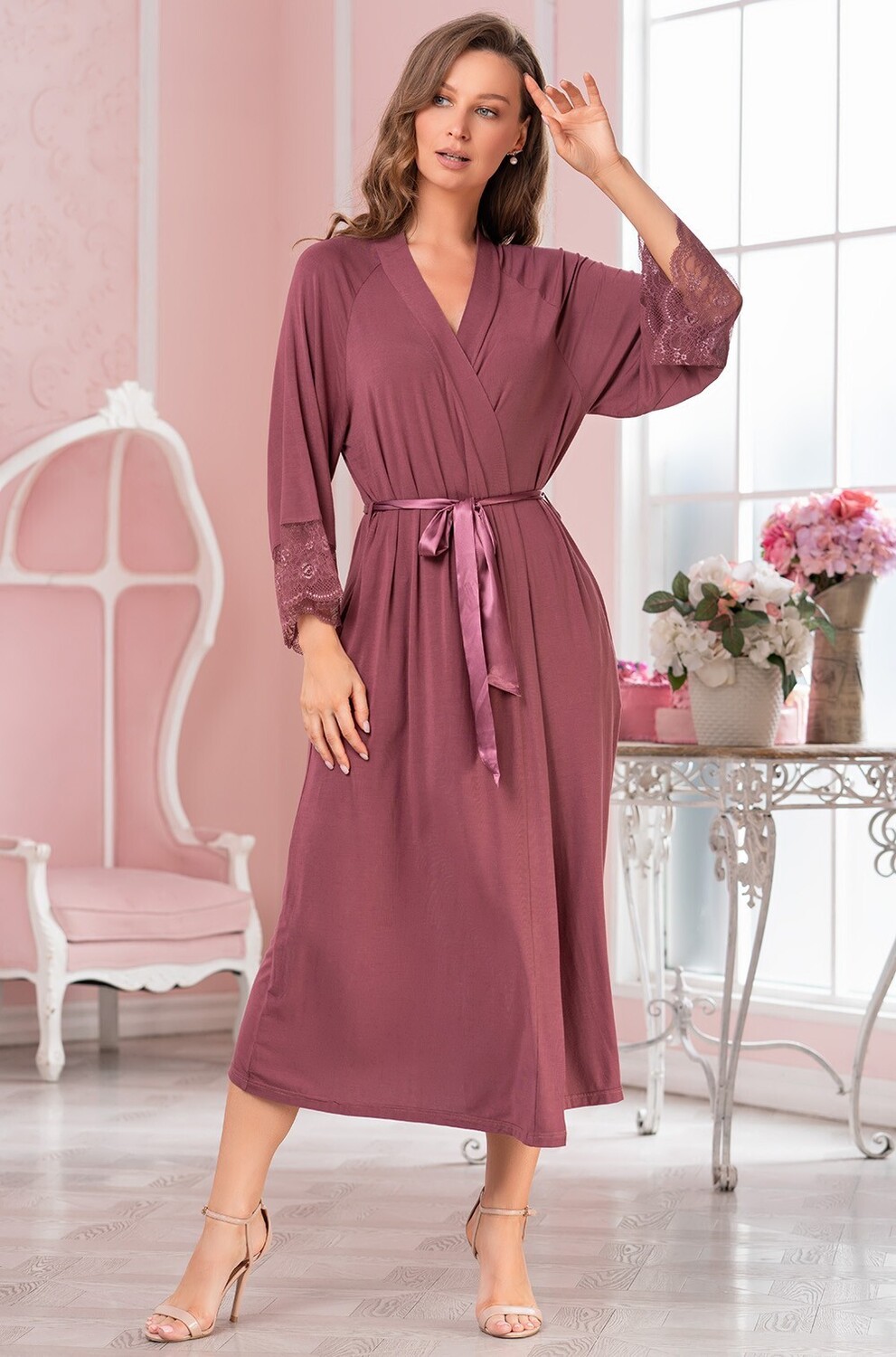 Leticia 1679 Long Dressing Gown Mia Amore Silk Women Silk Loungewear United Kingdom Women s Sleepwear UK Silk Nightwear United Kingdom