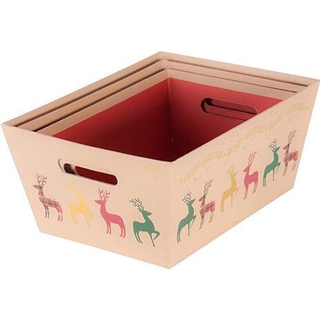 Tartan Stag Christmas Hamper Gift Box Nest of 3 - EX-DISPLAY ITEM