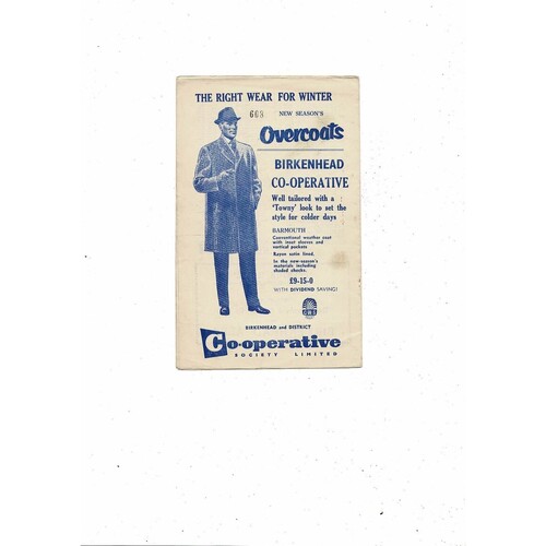 1962/63 Tranmere Rovers v Southport Liverpool Senior Cup Football Programme