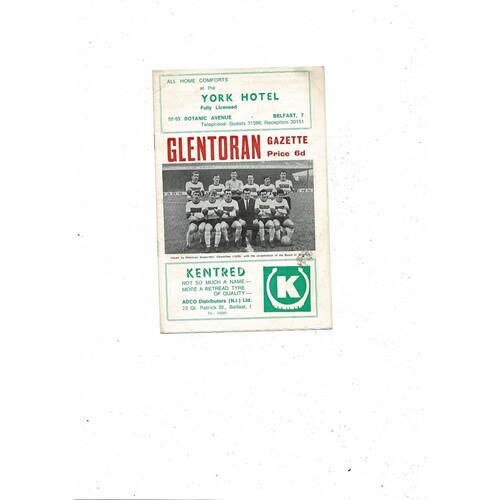 1968/69 Glentoran v Linfield Ulster Cup Football Programme 5th August