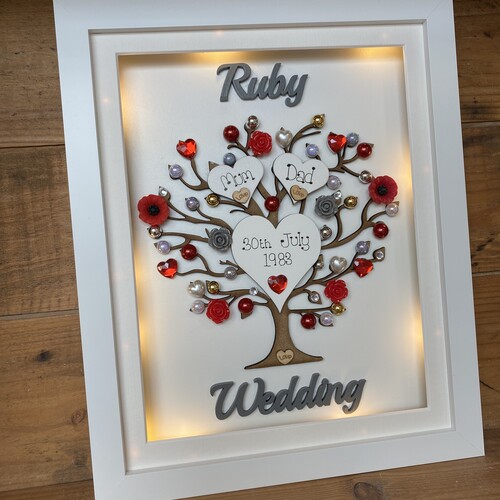 LED “ Floral Ruby wedding “ frame