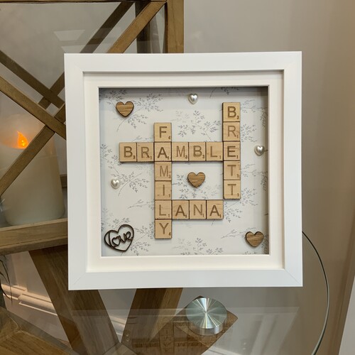 Customised Floral Scrabble Family Name Frame