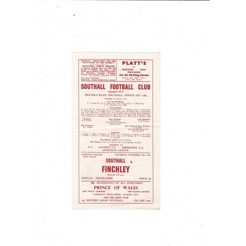 Non-League 1950s & 60s Football Programmes