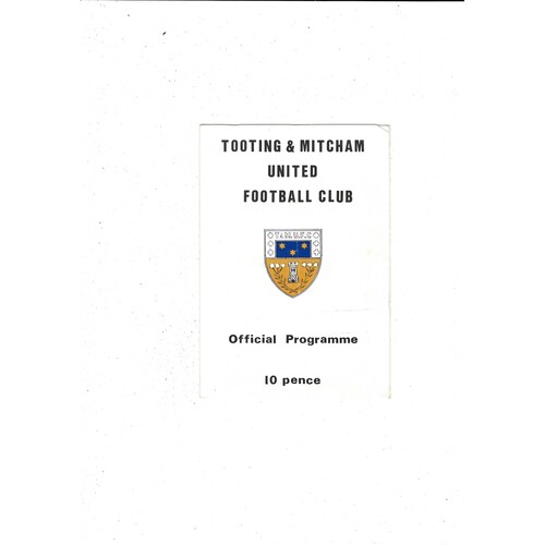 Tooting & Mitcham v Cambridge City FA Cup Football Programme 1977/78