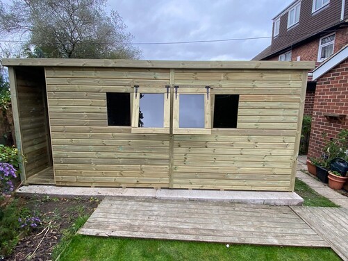 #P001 16x10 Pent Shed with Log Store