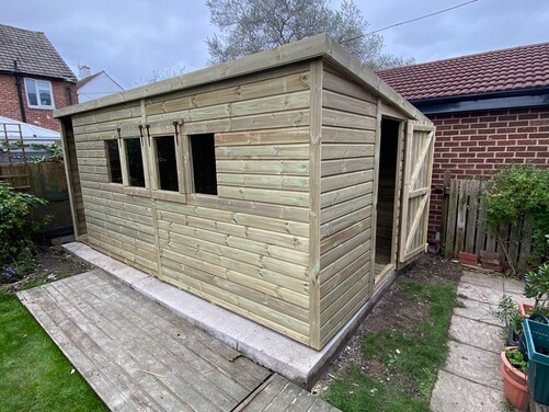 #P001 16x10 Pent Shed with Log Store