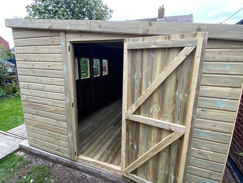 #P001 16x10 Pent Shed with Log Store