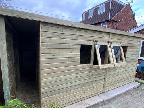 #P001 16x10 Pent Shed with Log Store