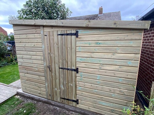 #P001 16x10 Pent Shed with Log Store