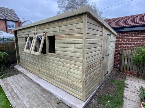 #P001 16x10 Pent Shed with Log Store