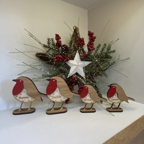 Robin Family Freestanding Christmas Decoration