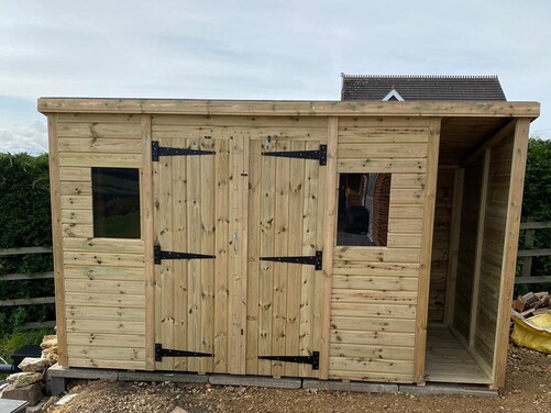 #P022 12x6 Pent Shed with Log Store