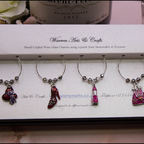 Enamel Boutique Wine Glass Charms - set 6