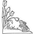 Tulips & Bunny Rubber Stamp