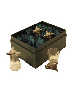 Animal Head Shot Glasses sets of 4 in gift box (Boar)