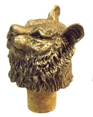 Single Antiqued Tiger Head Bottle Stopper.