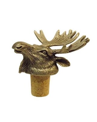 Single Antiqued Moose Head Bottle Stopper