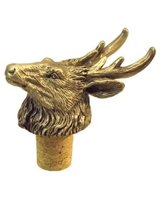 Single Antiqued Deer Head Bottle Stopper