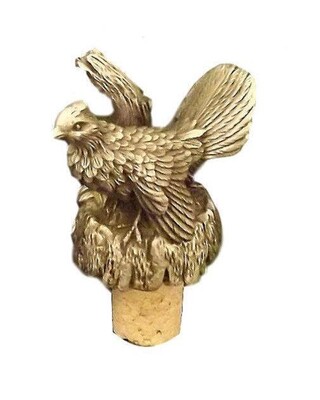 Single Antiqued Ruffed Grouse Bottle Stopper.