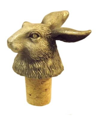 Single Antiqued Hare Head Bottle Stopper