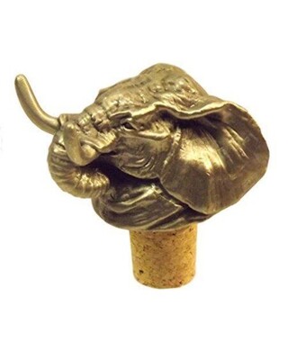 Single Antiqued Elephant Head Bottle Stopper