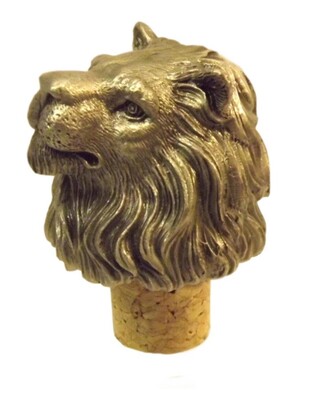 Single Antiqued Lion Head Bottle Stopper