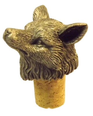 Single Antiqued Fox Head Bottle Stopper