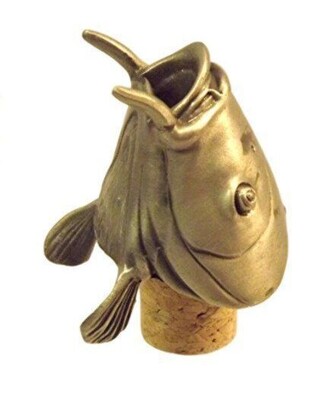 Single Antiqued Carp Head Bottle Stopper