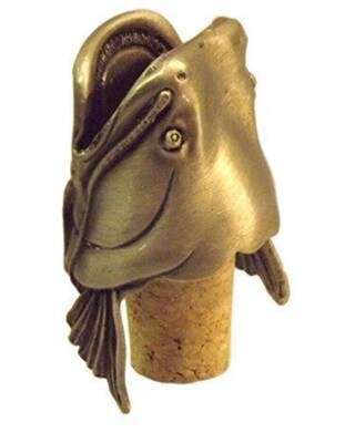 Single Antiqued Catfish Head Bottle Stopper