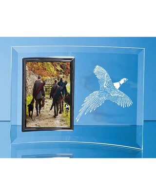 Engraved Curved Glass Picture Frame with Pheasant