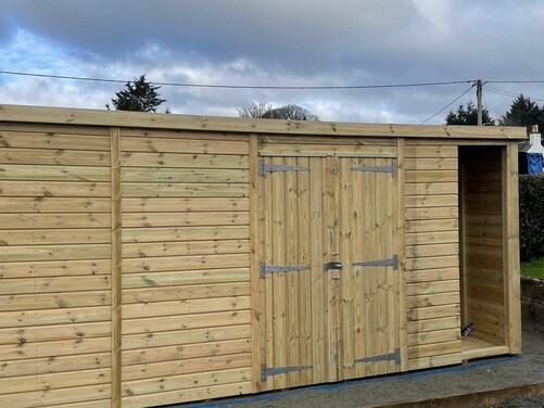 #P056 16x10 Pent Shed with Log Store