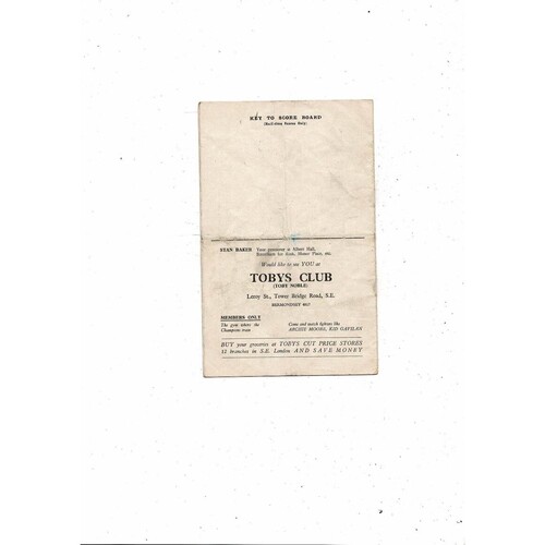 1956/57 Millwall v Aldershot Football Programme