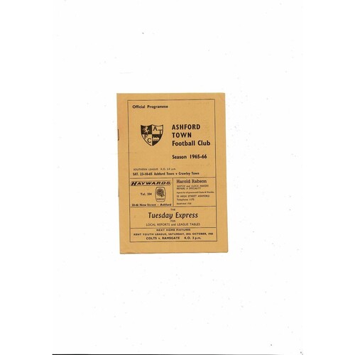 Ashford Town (Kent) Home Football Programmes