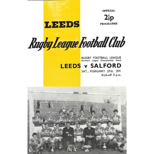 1970/71 Leeds v Salford (27/02/1971) Rugby League Programme