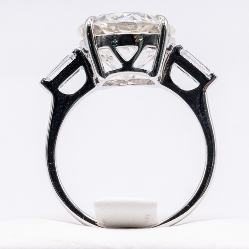 Solitaire moissanite stone set on rhodium plated 925 Sterling Silver Ring