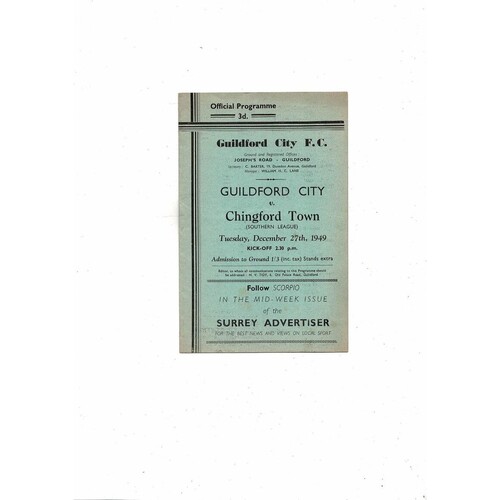 Guildford City Home Football Programme