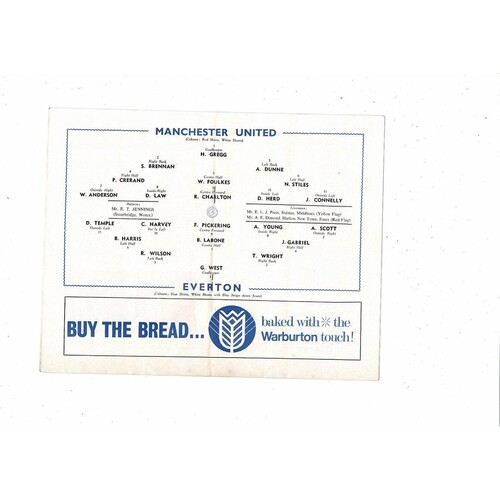 1966 Manchester United v Everton FA Cup Semi Final Football Programme @ Bolton