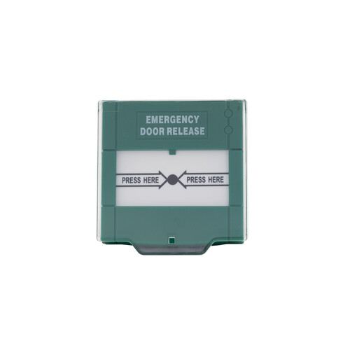 Green Emergency Door Release Button Double Pole with Cover