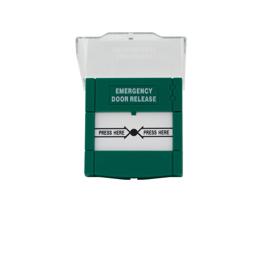 Green Emergency Door Release Button Double Pole with Cover