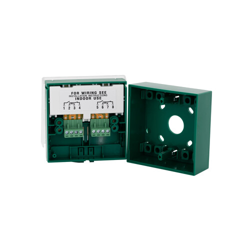 Green Emergency Door Release Button Double Pole with Cover