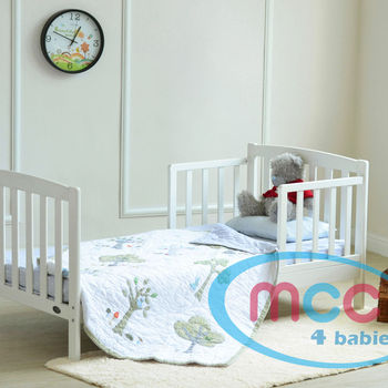 White Wooden Toddler Bed with Mattress