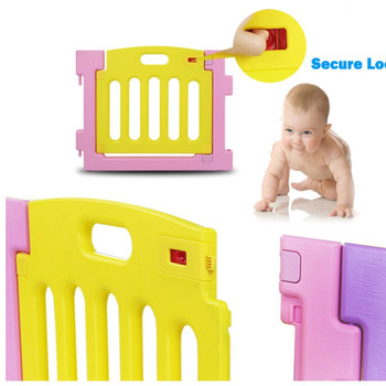 8 Sided Plastic Baby Playpen with Playmats (Pink)