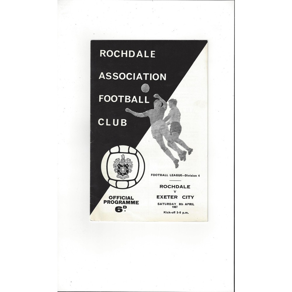 1966/67 Rochdale v Exeter City Football Programme