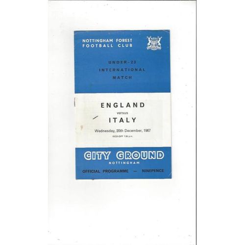 U21, U23 & B International Football Programmes