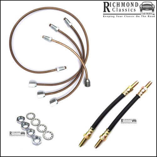 Rear Subframe Cupro Nickel / Rubber Flexis, Classic Mini Brake Pipe Kit