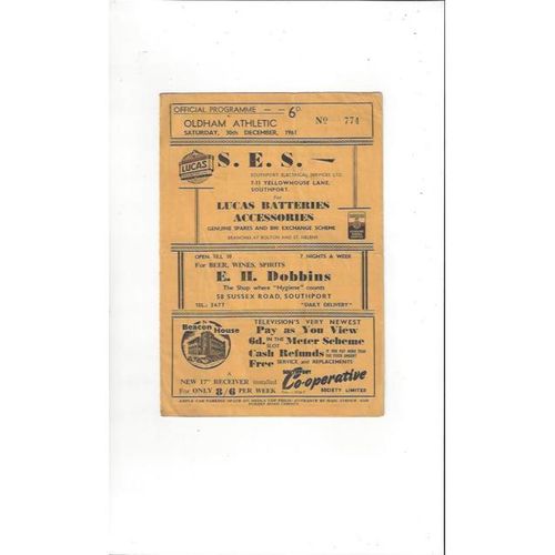 Oldham Athletic Away Football Programmes