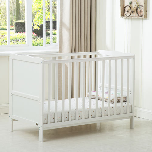 Orlando Cot Bed With 120x60 Aloe Vera Mattress (White) MCC Trading
