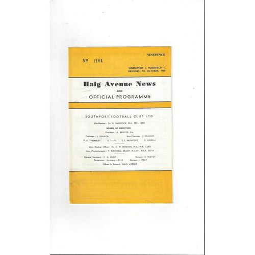 Mansfield Town Away Football Programmes
