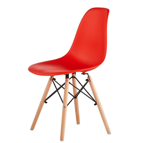 Set of 2 Lia Dining Chairs With Wooden Legs Eiffel Retro Lounge (Red)